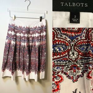 Talbots Red White Blue Paisley Full Cotton Skirt 2